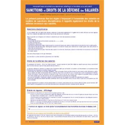 AFFICHAGE SANCTIONS DROITS DE LA DEFENSE DES SALARIES REGLEMENT INTERIEUR DE L′ENTREPRISE AFFICHAGE SANCTIONS DROITS DE LA DEFENSE DES SALARIES REGLEMENT INTERIEUR DE L′ENTREPRISE