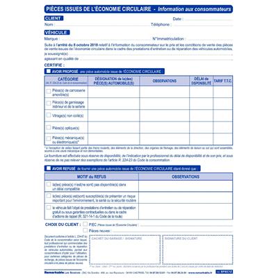 FEUILLETS OBLIGATOIRES POUR PIECES AUTO D’OCCASION GARAGISTES FEUILLETS OBLIGATOIRES POUR PIECES AUTO D’OCCASION GARAGISTES