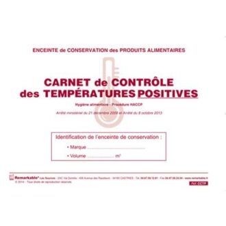 CARNET CONTROLE TEMPERATURES POSITIVES REGISTRES