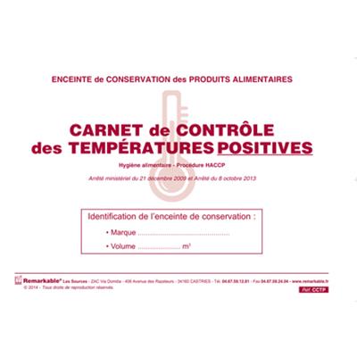 CARNET CONTROLE TEMPERATURES POSITIVES REGISTRES CARNET CONTROLE TEMPERATURES POSITIVES REGISTRES