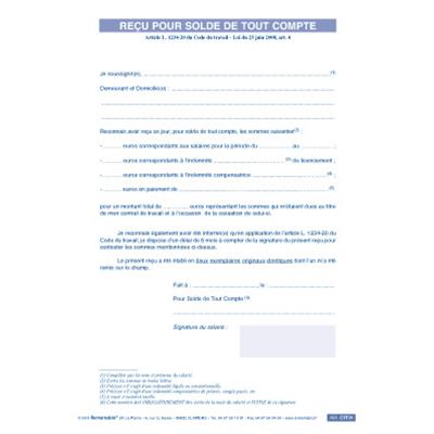 RECU POUR SOLDE DE TOUT COMPTE GESTION DU PERSONNEL RECU POUR SOLDE DE TOUT COMPTE GESTION DU PERSONNEL