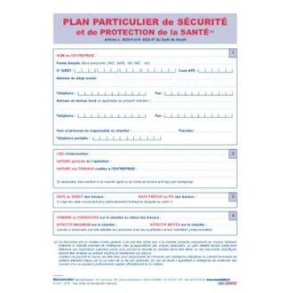 PLAN PARTICULIER SECURITE ET PROTECTION DE LA SANTE CHANTIERS BATIMENTS