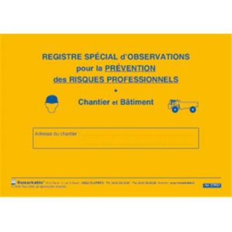 REGISTRE DE PREVENTION DES RISQUES SPECIAL BTP CHANTIERS BATIMENTS