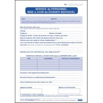 MISE A JOUR DE DOSSIER INDIVIDUEL GESTION DU PERSONNEL