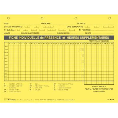 FICHE INDIVIDUELLE DE PRESENCE & HEURES SUPPLEMENTAIRES GESTION DU PERSONNEL FICHE INDIVIDUELLE DE PRESENCE & HEURES SUPPLEMENTAIRES GESTION DU PERSONNEL