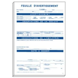 FEUILLE D’AVERTISSEMENT GESTION DU PERSONNEL