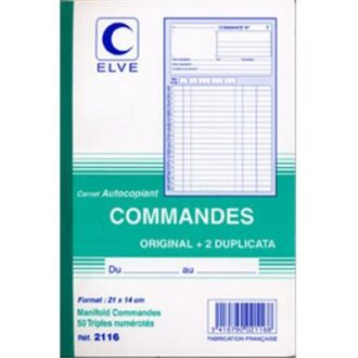 CARNET DE COMMANDES TRIPLI FORMULAIRES SPECIFIQUES EN ENTREPRISE