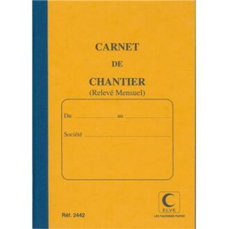 CARNET DE CHANTIER MENSUEL CHANTIERS BATIMENTS