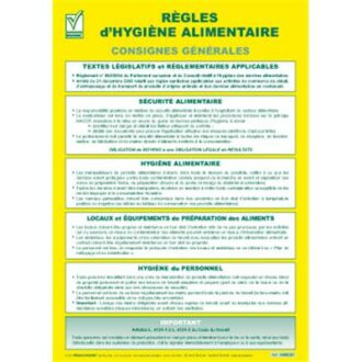 PANNEAU REGLES D’HYGIENE ALIMENTAIRE AFFICHAGES ET CONSIGNES