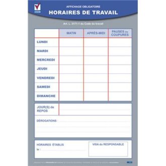 AFFICHAGE DES HORAIRES COLLECTIFS GESTION DU PERSONNEL