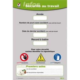 PANNEAU INFOS SECURITE AU TRAVAIL CONSIGNES GENERALES DE SECURITE