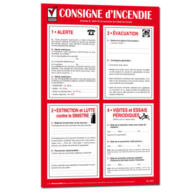 AFFICHAGE OBLIGATOIRE CONSIGNE INCENDIE CONSIGNES GENERALES DE SECURITE