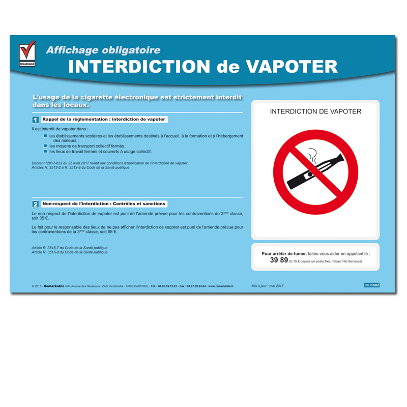 AFFICHAGE INTERDICTION DE VAPOTER FUMER - VAPOTER AFFICHAGE INTERDICTION DE VAPOTER FUMER - VAPOTER
