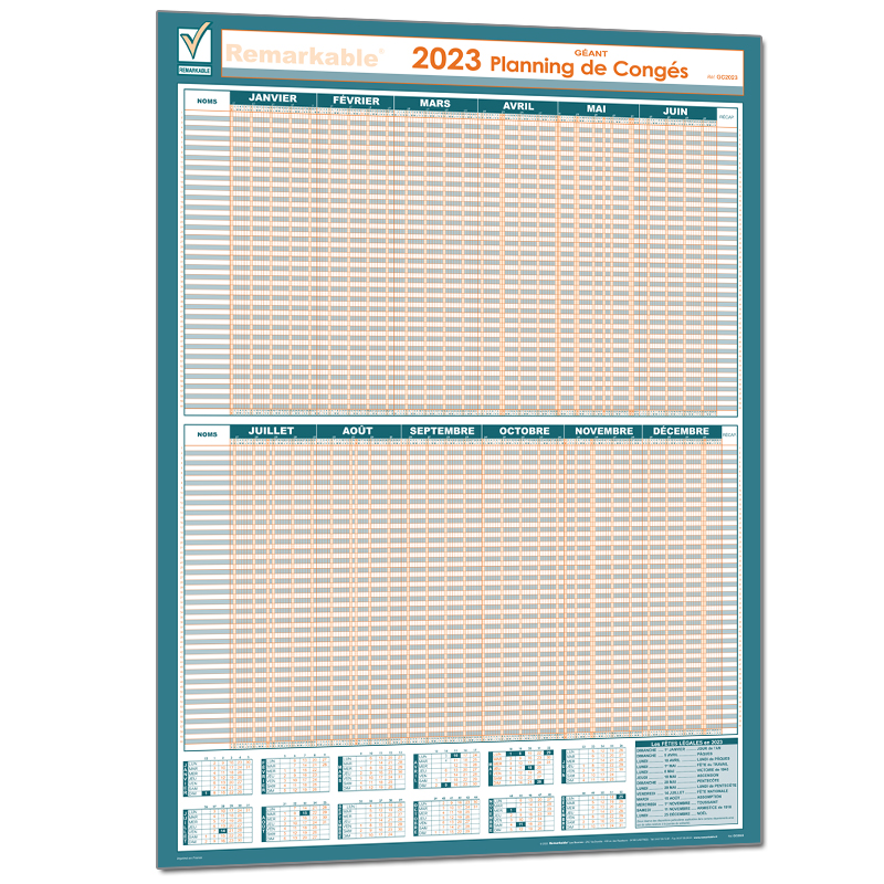 PLANNING MURAL DES CONGES 1 A 60 SALARIES ANNEE CIVILE 2023 CONGES ANNEE CIVILE Planning des congés pour une entreprise de 1 à 60 salariés. Années civile 2023