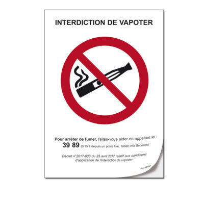 ADHESIF INTERDICTION DE VAPOTER FUMER - VAPOTER