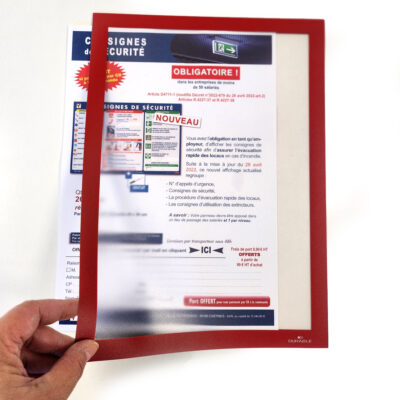 LOT DE 2 CADRES MAGNETIQUES A4 ROUGE PUPITRES - SUPPORTS - CADRES MURAUX