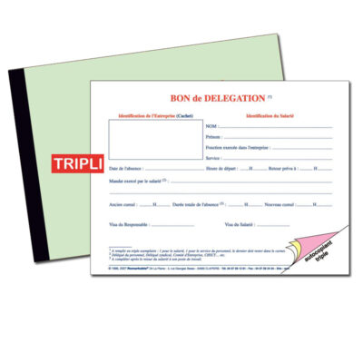 CARNET BONS DE DELEGATION COMITE SOCIAL ET ECONOMIQUE CSE