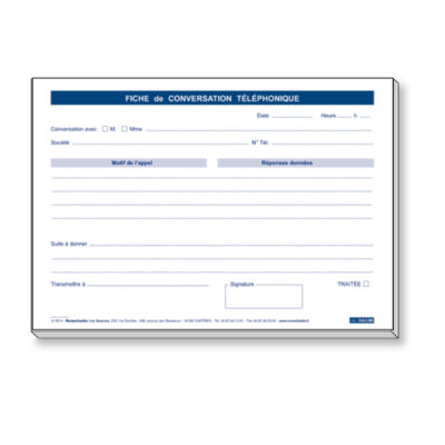 FICHE DE CONVERSATION TELEPHONIQUE ORGANISATION