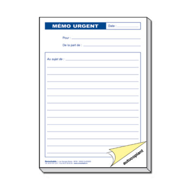MEMO URGENT EN DUPLI ORGANISATION
