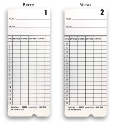 PAQUET DE 200 CARTES DE POINTAGE BADGEUSE
