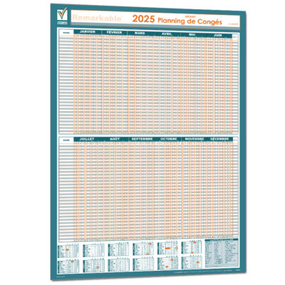 PLANNING MURAL DES CONGÉS 1 A 60 SALARIES ANNÉE CIVILE 2025 CONGES ANNEE CIVILE